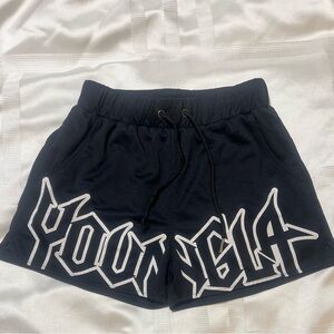 YoungLA Black Men’s Athletic Shorts with Bold Graphic